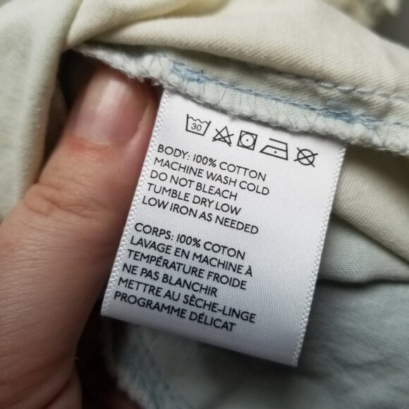 Anthro Pins & Needles Chambray Crochet Button Front Mini Dress XS - Picture 5 of 9